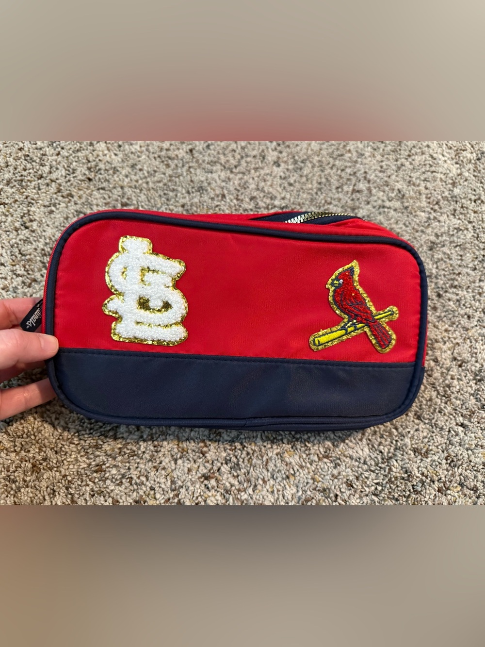 St. Louis Cardinals Red & Gold Cosmetic Bag / Travel Bag with Zipper